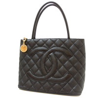 シャネル 復刻トートバッグ キャビアスキン マトラッセ ブラック ゴールド金具